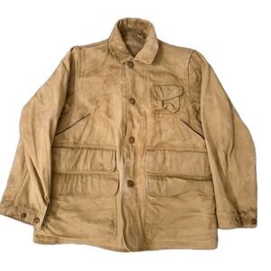 Vintage 1930s Red Head Canvas Hunting Jacket Game Pouch BONE DRY Size M
